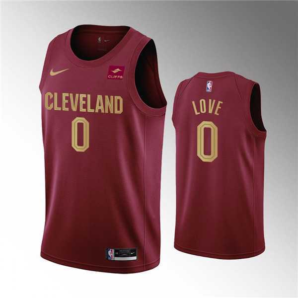 Men%27s Cleveland Cavaliers #0 Kevin Love Wine Icon Edition Stitched Basketball Jersey Dzhi